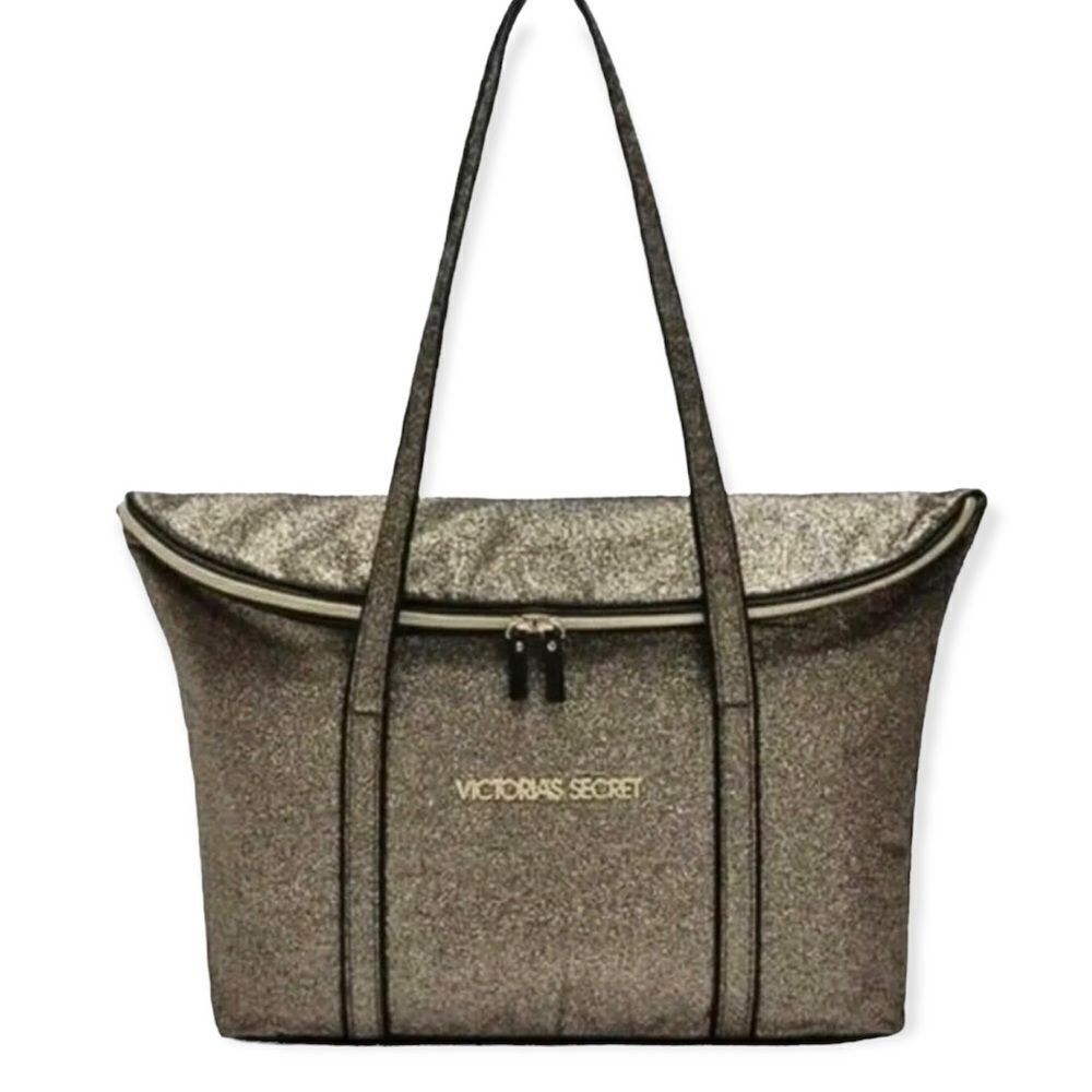 🔃Victoria's Secret Gold Glitter Tote Bag